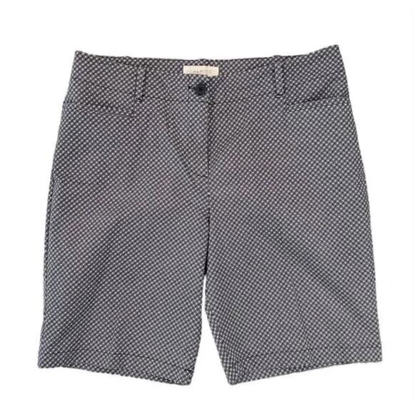 Talbots Navy & White Geometric Pattern Mid Rise Bermuda Shorts - SIZE 12P - Picture 1 of 10